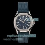 Swiss 1-1 Replica Patek Philippe Aquanaut 5067A Quartz Deep Blue Watch with Rubber Strap 